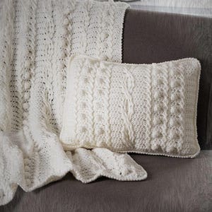 Crochet Pattern - Popcorn and Cable Twist Afghan and Pillow PDF download