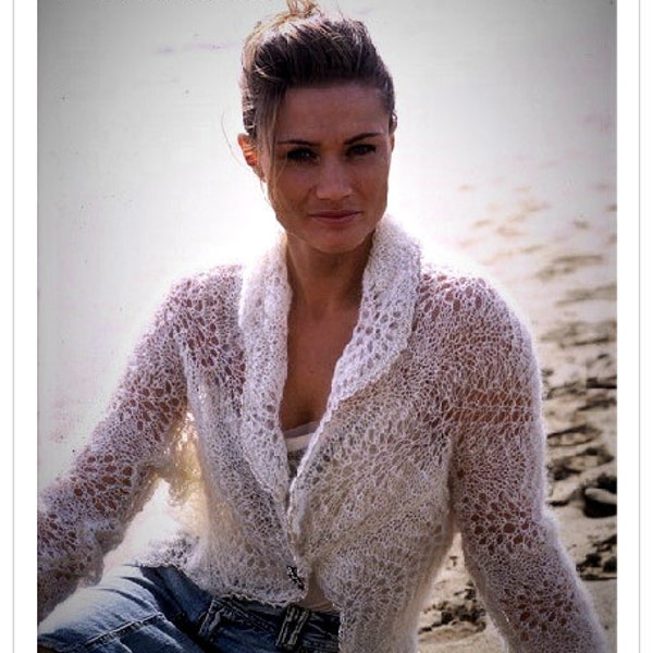 PDF download Knitting Pattern  -  Ladies Beautiful Lacy Cardigan or Jacket Sizes Small to X Large Worsted Yarn