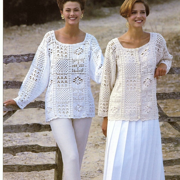 CROCHET PATTERNS - Womens Tunics Sweaters Jacket Cardigan Tops Beach  - One Size fits all