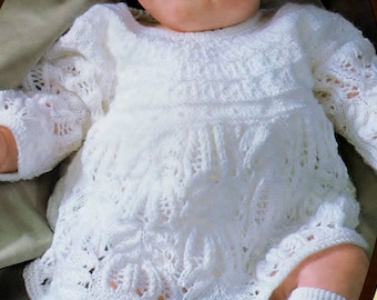 Knitting pattern, ENGLISH baby sweater, angel top, , baby dress pattern, digital download, vintage style, heirloom, christening, Easter,