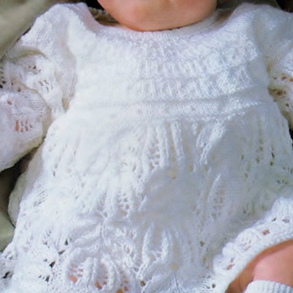 Knitting pattern, baby sweater, angel top, baby girl, baby dress pattern, digital download, vintage style, heirloom, christening, Easter,