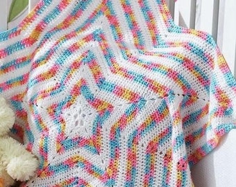 Star Blanket/Afghan CROCHET PATTERN - Easy Baby Afghan download ENGLISH only