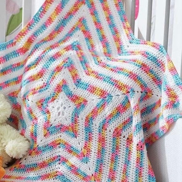 Star Blanket/Afghan CROCHET PATTERN - Easy Baby Afghan download ENGLISH only