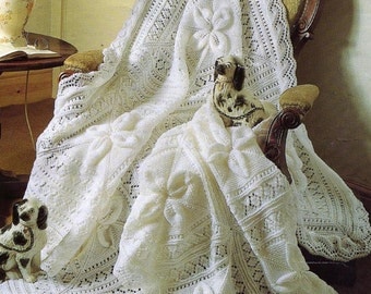 Baby Knitting Pattern PDF - Shawl and Cot Blanket Heirloom Keepsake Shawl pattern Leaf design