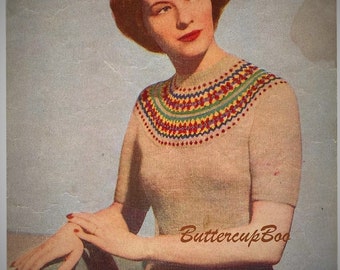 Knitting PATTERN Vintage Penelope Ladies Sweater/Jumper PDF download
