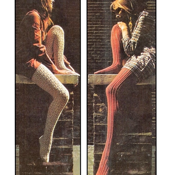 Knitting PATTERN - Lace and Rib knit stockings/hose -  Retro 1960s - Immediate download