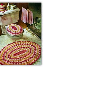 INSTANT DOWNlOAD - PdF Pattern - Rug Crochet Pattern Retro 1960s - Bathroom Set Toilet Seat Cover Crochet Pattern Tissue Topper