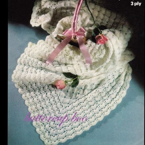 Vintage Crochet Pattern - Heirloom Lacy shawl - Christening Baptism New Baby instant download
