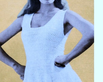 Crochet Pattern - Retro 1970's Tennis Sports Beach Dress