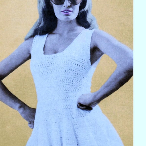 Crochet Pattern - Retro 1970's Tennis Sports Beach Dress