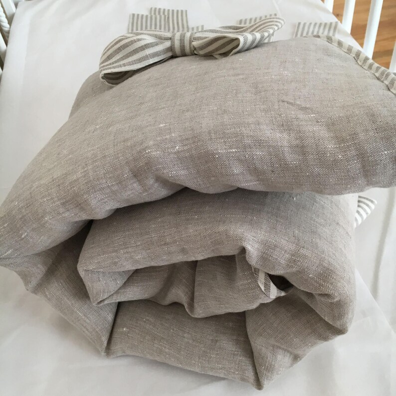 Natural Linen Rail Guard Crib Rail Cover Crib Bedding Sets Etsy