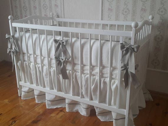 Vintage Style Linen Baby Bedding Set Crib Bedding Set Etsy