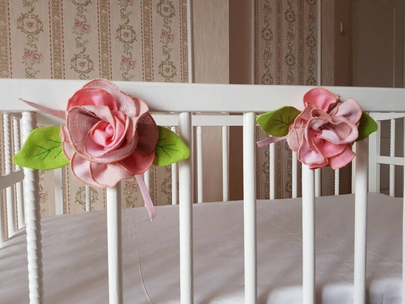 1x linen rose tie back curtain tie back nursery decor Crib Etsy