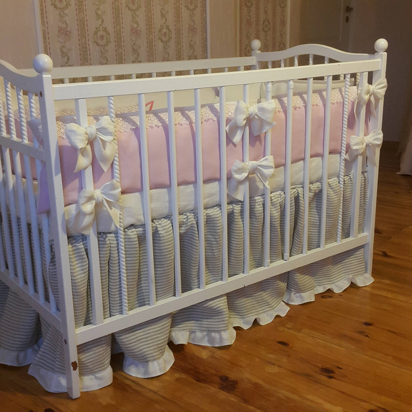 Baby bedding set Vintage style linen baby bedding set Crib Etsy