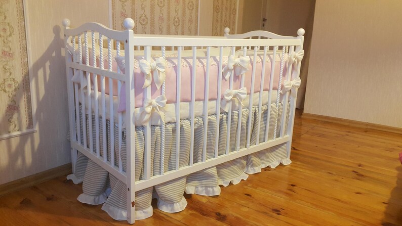 Baby Bedding Set Vintage Style Linen Crib Nursery Cot