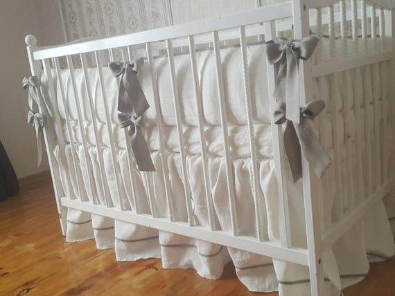 Vintage Style Linen Baby Bedding Set Crib Bedding Set Etsy
