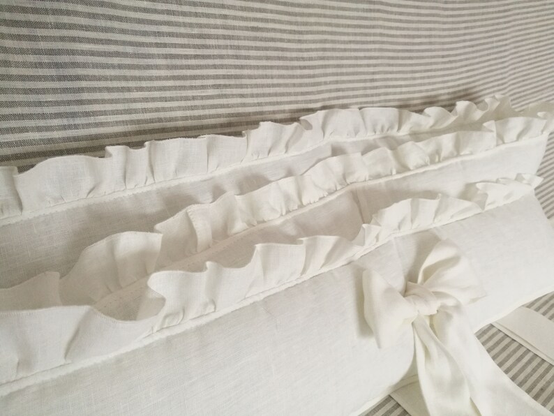 Ruffled organic linen cradle ivory bumper cradle bedding Etsy