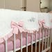 Cot rail cover from natural white and baby pink linen, handmade 