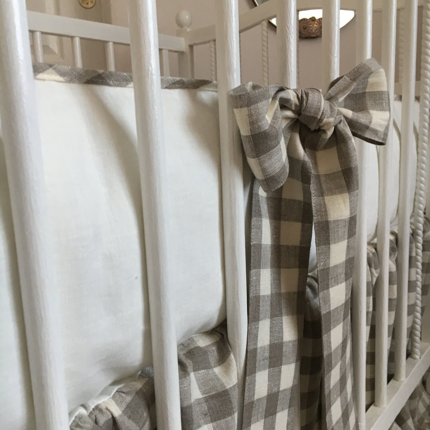 Gender neutral baby bedding crib sets natural linen Crib Etsy