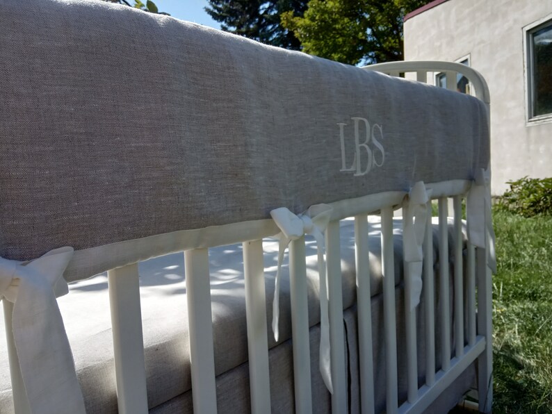 Rail cover natural linen crib rail guard rail protector Etsy