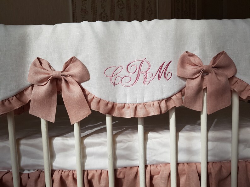 Rail Cover and Crib Skirt Crib Rail Cover Old Rose Blush Etsy