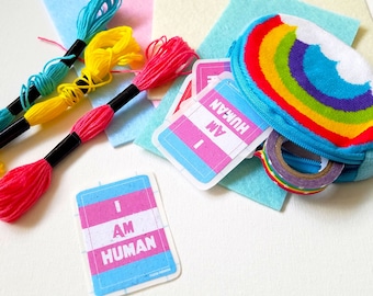 I Am Human LGBT Trans Pride Handmade Sticker