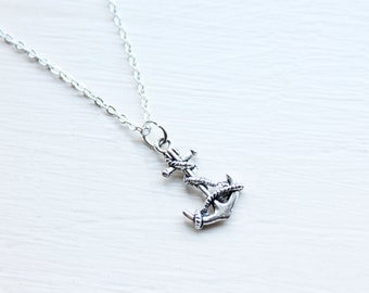 Anchor Charm Necklace - Nautical Silver Pirate Sailor Anchor Charm Necklace Pendant