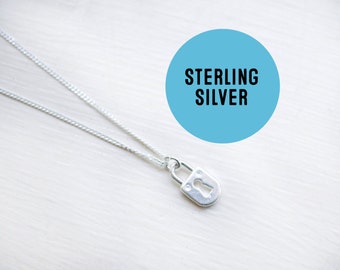 Sterling silver Padlock Necklace- Tiny Key To My Heart -  Sterling Padlock charm necklace - Lovers Necklace.