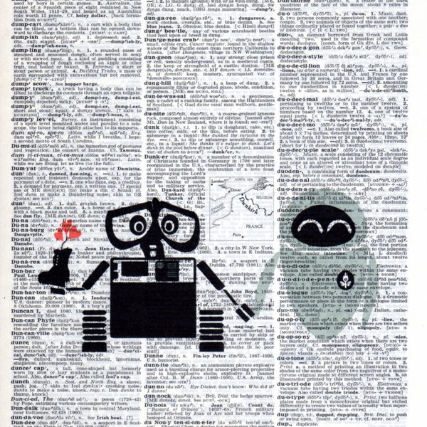 Repurposed Dictionary Art Featuring Wall*E and Eve  *Buy 2 get 3rd Free