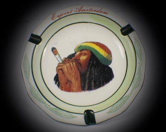 Vintage Bob Marley Delft Ashtray Hand Painted Holland Enjoint Amsterdam