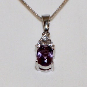 Amethyst CZ Necklace with 18&quot; Sterling Silver Chain Vintage Sterling Silver