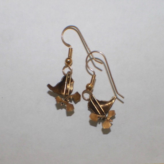 Enamel Bird Gold Fill Small Hanging Earring Dangl… - image 4