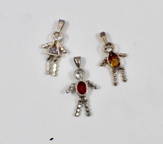 Gemstone Kid's Charm, Birthstone Charms, Lot of Sterling