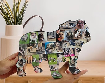 English Bulldog Photo Collage, English Bulldog Art, Loss of Bulldog, In Memory, Pet Photo Collage Gift for Dog Memorial, Bulldog Mom gift
