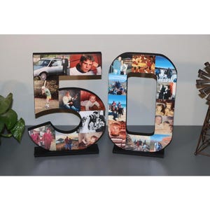 Large photo collage on number, birthday number collage, number photo collage, photo collage in number shape, Number with photo collage,