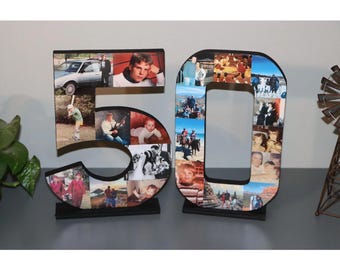 Large photo collage on number, birthday number collage, number photo collage, photo collage in number shape, Number with photo collage,