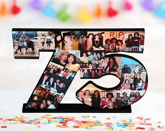 75th Photo Collage Number 75 Years of Love and Memories