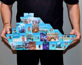 CRUISE SHIP Collage Wood cut out with photos, Cruise ship vacation Collage, Holiday memories, Family Vacation, Honeymoon Collage, Travel