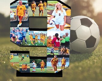 Block Jersey Number with photos Number 9 nine Collage 9th Wedding Anniversary Huge Wooden Number Jersey Number Senior Awards Night 30cm 45cm