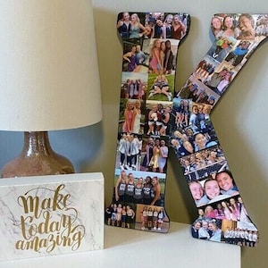 18&quot; Letter Photo Collage, Custom made photo collage in a letter shape, initial keepsake 45.72cm