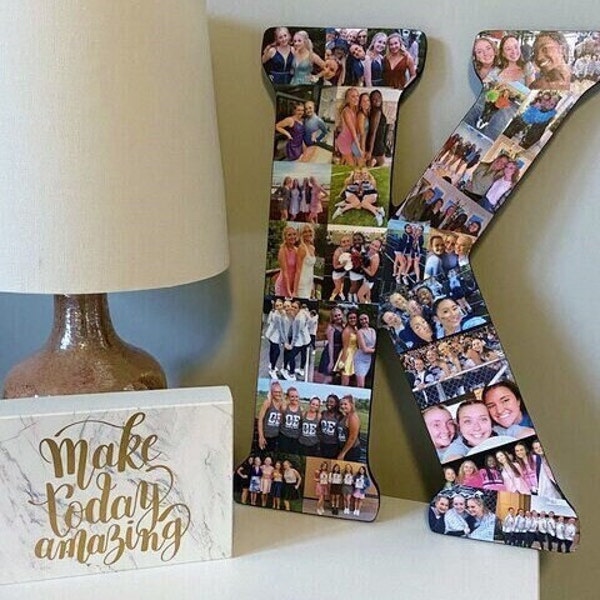 18" Letter Photo Collage, Custom made photo collage in a letter shape, initial keepsake 45.72cm