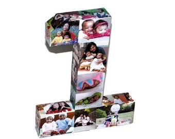 Baby's First Birthday Number 1 One 1st Wedding Anniversary Paper Gift 12" Photo Letter Number Picture Collage 360' 3D Rare photo frame