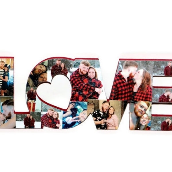 Valentine's Day Gift, Gift for boyfriend, Gift for Wife, LOVE cutout, Love photo collage, Valentines Day Photo Gift, Valentines Day Gift,