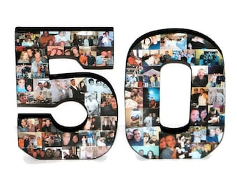 Freestanding 50th Birthday Gift, 50th Anniversary Gift, Wood 3D Stand Alone Birthday Decoration, Anniversary  Collage, Custom Photo Collage,