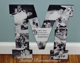 Wedding Birthday Wooden Photo Letter Picture Letter Custom  Personalized Monogram 13'  Letter Photo Collage Pet in Loving Memory Sympathy