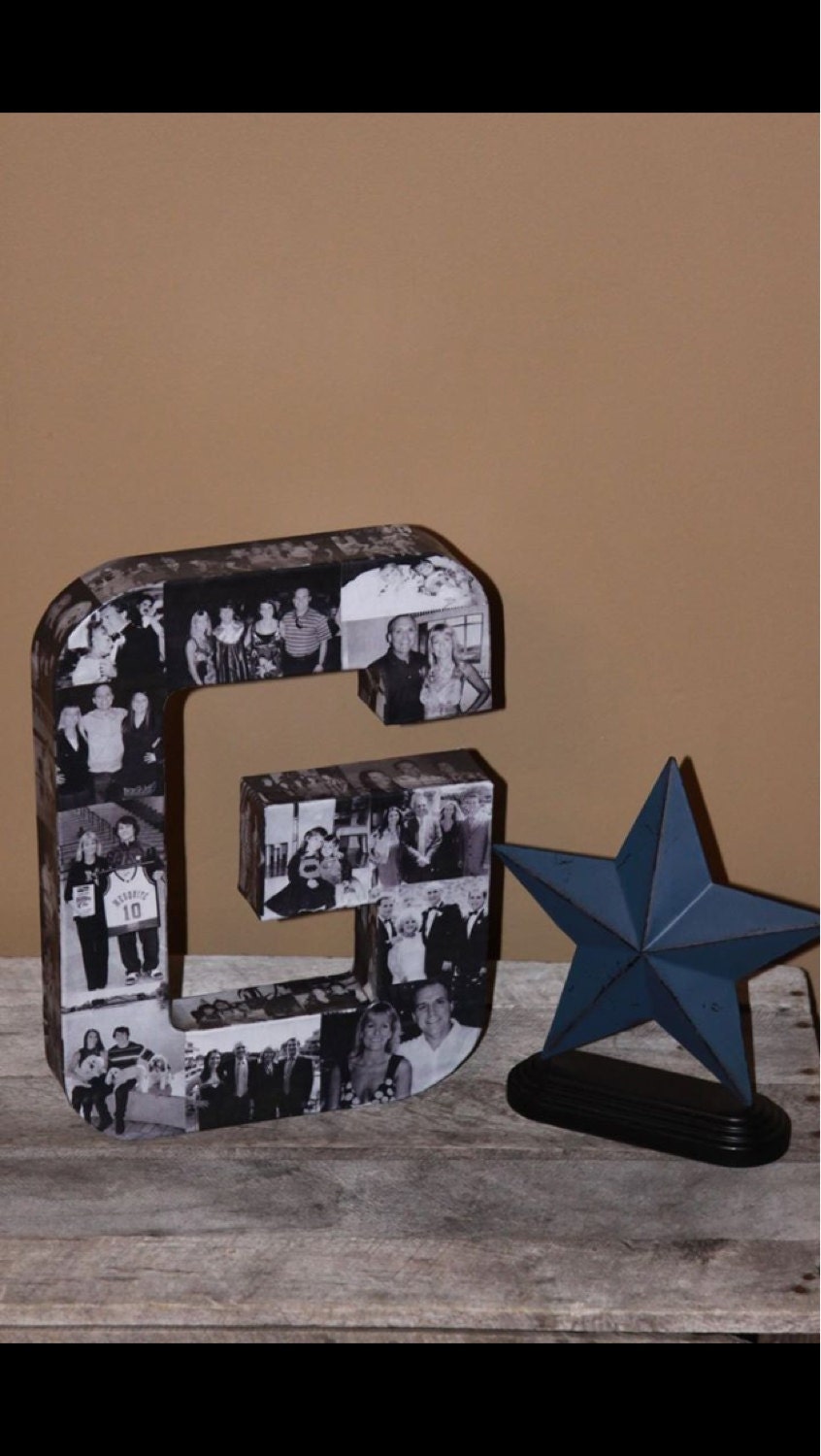 Bridal Shower Wedding Decor Personalized Custom Photo Picture Paper Mache Letter Collage 3d All Sides Any Letter Of The Alphabet Letter G