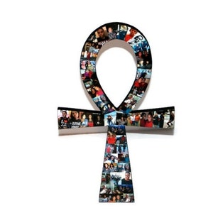 Ankh Symbol Wood Cut out with photos, Egyptian hieroglyphic symbol, Photo Collage, Life symbol Ankh Cross, teardrop-shaped loop