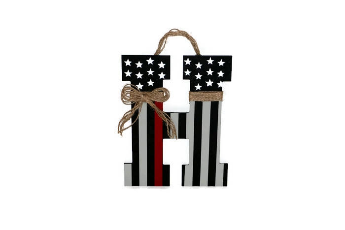 Thin Red Line Firefighter Fireman Thin Red Line Flag Letter Door