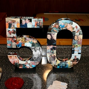 50th Birthday Centerpiece 50th Birthday Decoration, Party Table Decoration, 50th Anniversary Party, Number Photo Collage