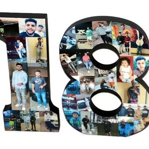 Freestanding Double Photo Number, Photo Collage, Birthday Gift, Photo ...